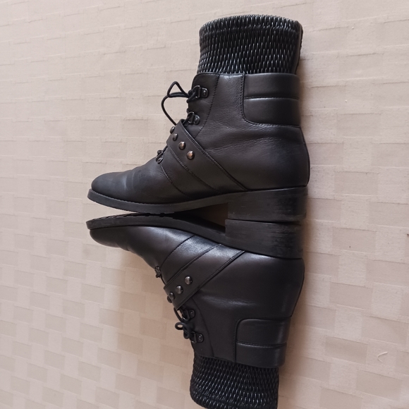 Stuart Weitzman Stitchwork Nappa Leather Quilted Combat Boots - Picture 12 of 16